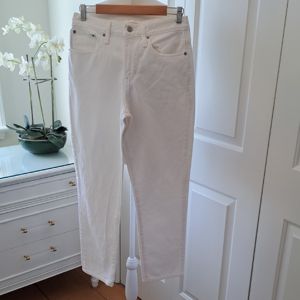 J.Crew Womens 100% White Cotton‎ Slouchy Straight Boyfriend Ankle Jeans 27